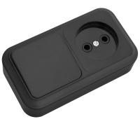 Bylectrica Блок (1 выкл. + роз) ОУ серия ПРАЛЕСКА, (В-РЦ-521 черный)