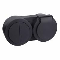 Ovivo Блок 2кл. Выкл.+ роз. с/з с крышкой, IP54, ОУ, ИКСВАН (xONE), черный 406-250000-925