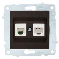 Ovivo Механизм роз. комп.+телефон. (RJ45 CAT6+RJ11), черный металлик, 600-000317-234