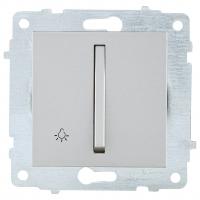Ovivo Механизм выкл. 1-кл. (узкая клавиша, кнопочный), серебро, 610-000210-205
