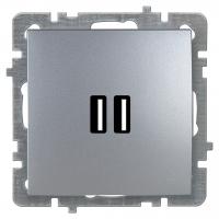 Nilson Механизм розетки USB (зарядка 2,1А, 2 порта), ТУРАН-АЛЕГРА-ТОР, metallic, серебро (24130481)