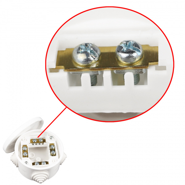 Bylectrica Рапред. коробка IP44 с клемн. колод., Ø69х43 мм, 4 ввода (КМ-223)
