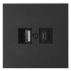 Bylectrica Механизм роз. Type-C+USB 3А (2 блока) серия CARRE (КАРЕ), графит (РП5-6662)