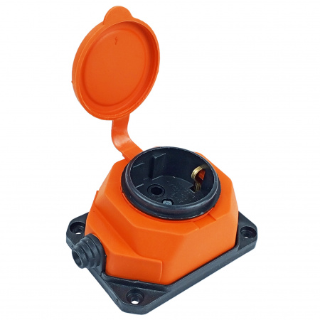 AY-KA  Колодка ОУ 1-ая каучук с/з 16A IP44 оранжевый (5510004)