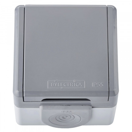 Bylectrica Роз. с земл., шторки, IP55 серия ПРАЛЕСКА АКВА (РА16-0152 (03))