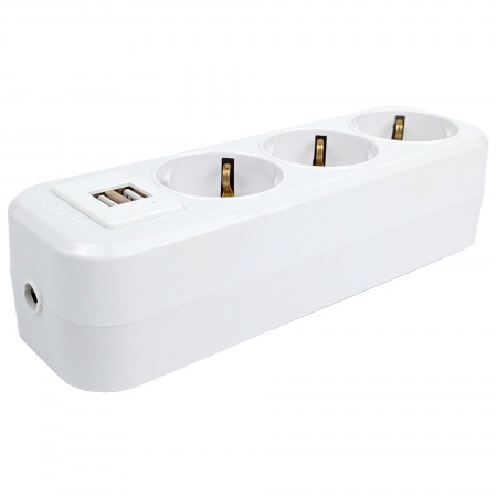AY-KA Колодка 3-местн. с/з с USB, белый 7731000 (7730200)