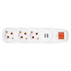 Nilson Сетевой фильтр 3-местн. с заз. конт., 2 порта USB 2,4А, 1,5 м. (44134115)